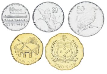 Самоа набор из 5 монет 2011 UNC 10, 20, 50 сене, 1, 2 тала М19693 фото