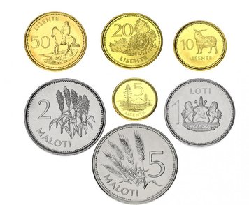 Lesotho set of 7 coins 1998-2016 UNC 5, 10, 20, 50 Lisente, 1, 2, 5 Maloti