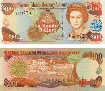 Кайманові острови 100 доларів 1996 UNC Префікс С / 1 (P20) Б06194 фото