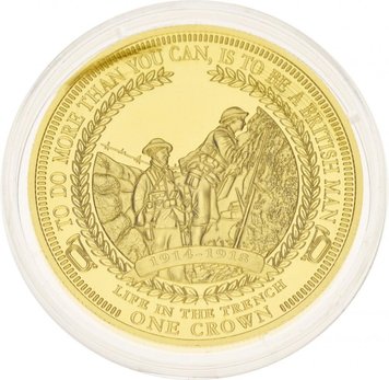 Tristan da Cunha 1 crown 2014 UNC World War I 2014-2018 - Life in the trench Gilding