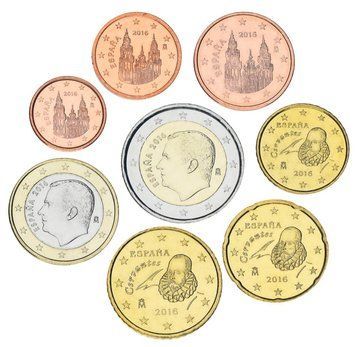 Набір монет Іспанія набір з 8 монет євро 2016 UNC 1, 2, 5, 10, 20, 50 євроцентів, 1, 2 євро М24333 фото