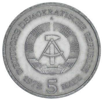 Монета Німеччина 5 марок 1972 F-VF А місто Майсен М19227 фото