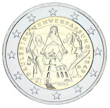 Монета Німеччина 2 євро 2024 Біметал UNC G 175-річчя Конституції Паульскірхе М19514 фото