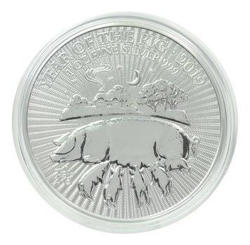 Coin United Kingdom 2 pounds 2019 Silver UNC Eastern Calendar - Year of the Boar (Pig) (Ag 999, ounce, 31.1 grams)