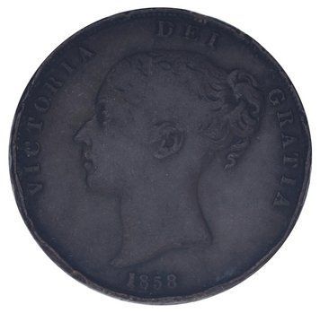 Coin United Kingdom 1 penny 1858 F-VF