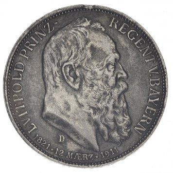 Монета Німеччина 3 марки 1911 Срібло F-VF Принц-регент Баварії Луітпольда Баварський М14715 фото