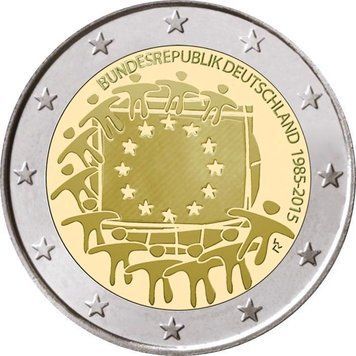 Німеччина 2 євро 2015 &laquo;Європейський прапор&raquo; UNC (KM#339) М04283 фото