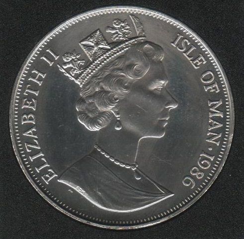Coin Isle of Man 1 krone 1986 FIFA World Cup Mexico UNC Variety 2 (KM # 163)
