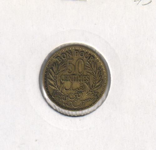 Tunisia 50 centimes 1921 VF (KM # 246)