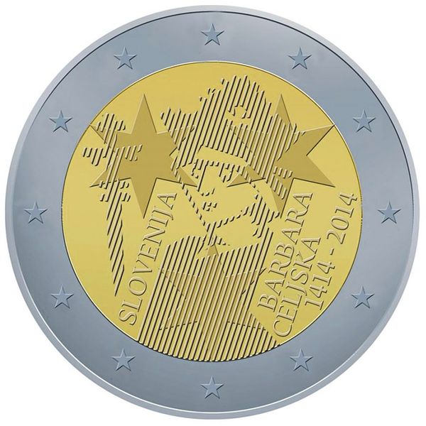 Словенія 2 євро 2014 «Барбара Циллі» UNC (KM#117) М00244 фото