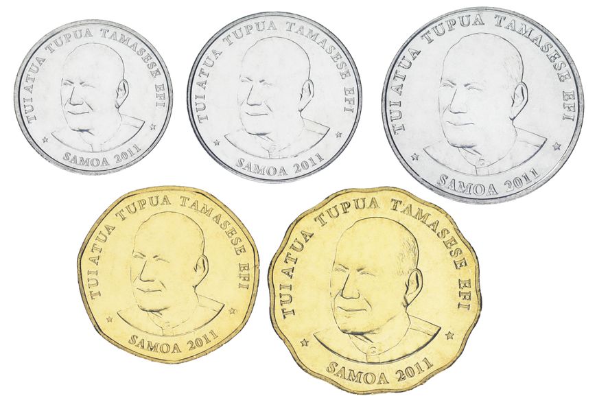 Самоа набір з 5 монет 2011 UNC 10, 20, 50 сіні, 1, 2 тала М19693 фото