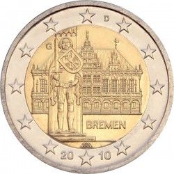 Німеччина 2 євро 2010 року «Бремен» UNC (KM#285) М00058 фото