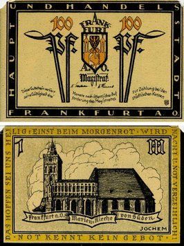 Banknote Germany Notgeld 100 pfennig F-VF Frankfurt