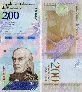 Банкнота Венесуэла 200 боливар 2018 UNC Попугай (P107) Б10357 фото