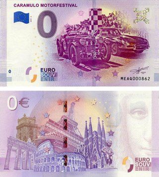 Банкнота Португалія 0 ЄВРО 2019 &laquo;Карамуло Мотофестиваль - Автомобілі&raquo; UNC Б13643 фото