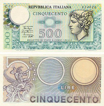 Banknote Italy 500 lira 1979 UNC (P94)
