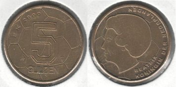 Netherlands 5 guilders 2000 European Football Championship 2000 VF (KM # 231)