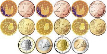 Іспанія набір з 8 монет євро 2002 UNC 1, 2, 5, 10, 20, 50 євроцентів, 1, 2 євро М03102 фото
