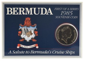 Bermuda 1 Dollar 1985 UNC Ship - Cruise Tourism in Souvenir Packaging