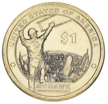 Монета США 1 долар 2015 P UNC Сакагавея Корінні американці Робочі Мохок (KM#603) М01354 фото