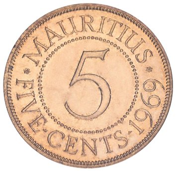 Mauritius 5 cents 1969 F-VF