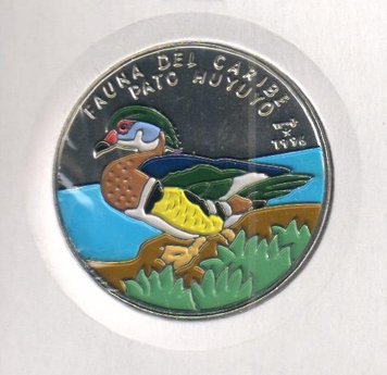 Cuba 1 peso 1996 "Caribbean fauna - Carolina duck" UNC (KM # 552)