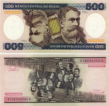 Бразилія 500 крузейро 1981-1985 UNC (P200) Б03823 фото