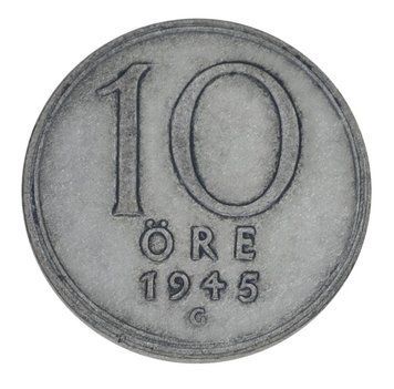 Монета Швеція 10 ере 1945 Срібло F-VF (Ag 400, 1,45 грам) М22692 фото