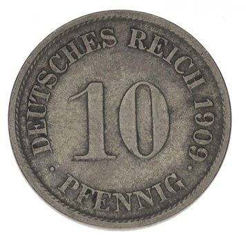 Germany 10 pfennigs 1909 F-VF Out of circulation