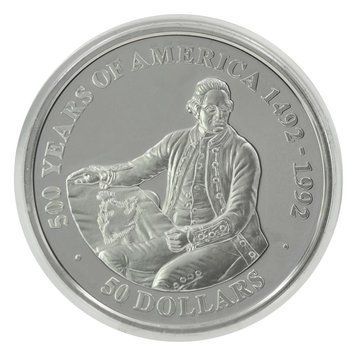 Монета Острови Кука 50 доларів 1989 Срібло Proof 500 років Відкриттю Америки &ndash; Христофор Колумб М22590 фото