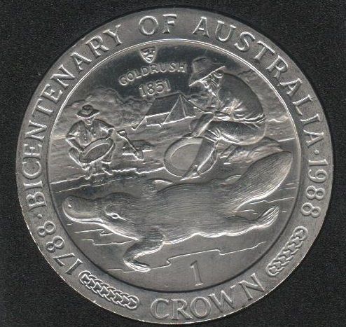 Coin Isle of Man 1 crown 1988 &ldquo;200 years of Australia.&nbsp;Platypus &raquo;UNC (KM # 224)