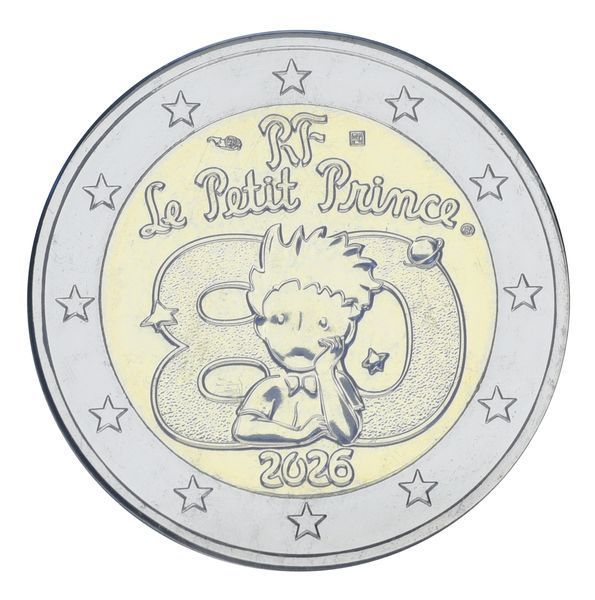 Coin France 2 euros 2026 Bimetal UNC The Little Prince - Running Prince in a souvenir package М24381 photo