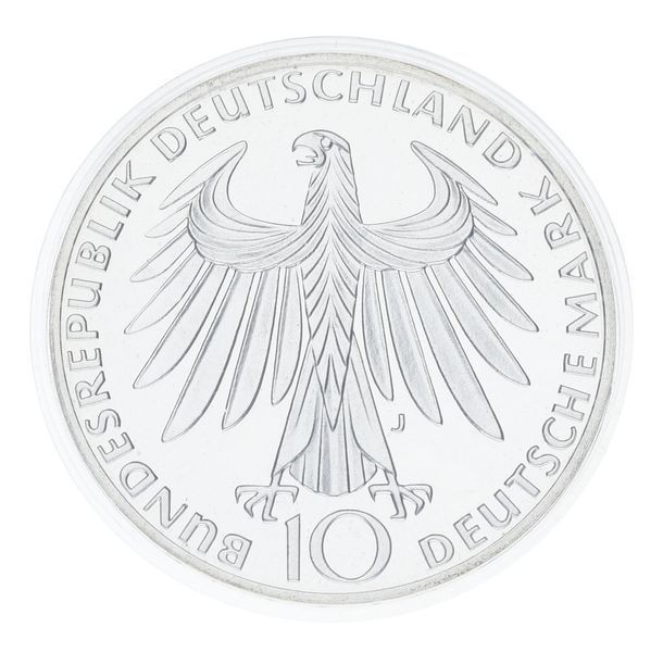 Монета Німеччина 10 марок 1972 Срібло Proof XX літні Олімпійські ігри в м. Мюнхен - Спортсмени (Ag 625, 15,5 грама) М23331 фото