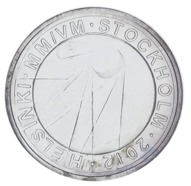 Монета Фінляндія 5 євро 2012 VF-AU Чемпіонат світу з хокею М21430 фото