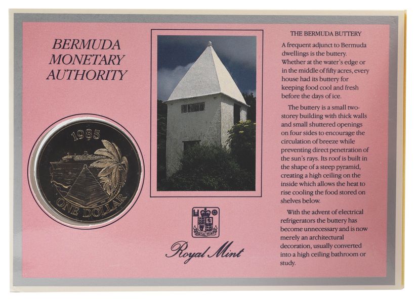 Bermuda 1 Dollar 1985 UNC Ship - Cruise Tourism in Souvenir Packaging