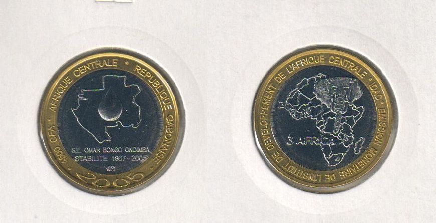 Габон 4500 франків 2005 «Стабільність» UNC М02038 фото