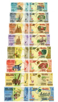 Madagascar set of 8 banknotes 2017 UNC 100, 200, 500, 1000, 2000, 5000, 10000, 20,000 ariary