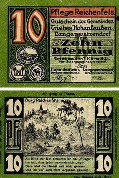 Banknote Germany Notgeld 10 pfennig 1921 F-VF Greiz Variety 1