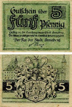 Banknote Germany Notgeld 5 pfennig F-VF Annaberg