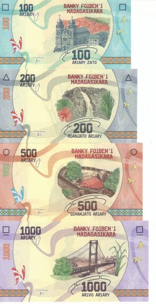 Madagascar set of 8 banknotes 2017 UNC 100, 200, 500, 1000, 2000, 5000, 10000, 20,000 ariary