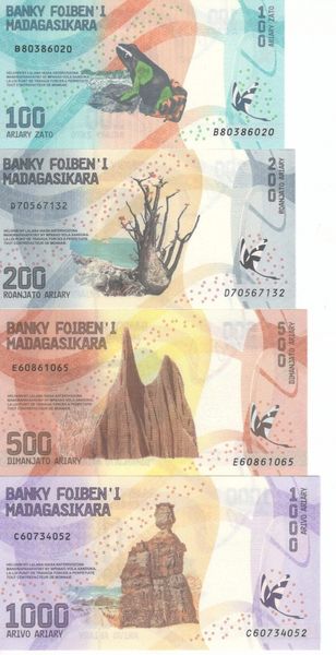 Madagascar set of 8 banknotes 2017 UNC 100, 200, 500, 1000, 2000, 5000, 10000, 20,000 ariary