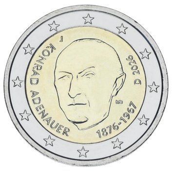 Монета Німеччина 2 євро 2026 Біметал UNC J Конрад Аденауер М24149 фото