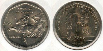 Колумбія 10 песо 1981 &laquo;Кордова&raquo; VF (KM#270) М01959 фото