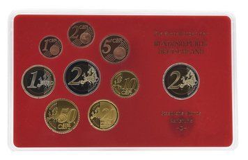 Набір монет Німеччина набір з 9 монет євро 2008 UNC G 1, 2, 5, 10, 20, 50 євроцентів, 1, 2 євро, пам'ятна 2 євро Блістер М22715 фото
