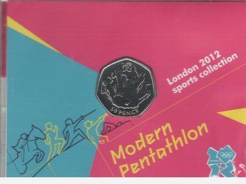 United Kingdom 50 pence 2011 "Olympics 2012 - Modern Pentathlon" UNC blister (KM # 1177)