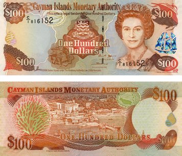 Кайманові острови 100 доларів 2004 UNC Префікс С / 1 Б06195 фото