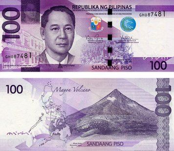 Banknote Philippines 100 Pesos 2015 UNC Prefix A (P208)