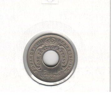 Монета Британська Західна Африка 1/10 пенні 1 936 F-VF (KM#14) М07274 фото