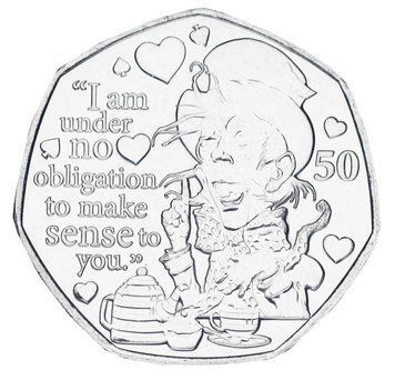 Монета Остров Мэн 50 пенсов 2021 UNC Приключение Алисы в стране чудес - The Mad Hatter М24979 фото