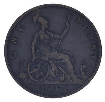Coin United Kingdom 1 penny 1884 F-VF